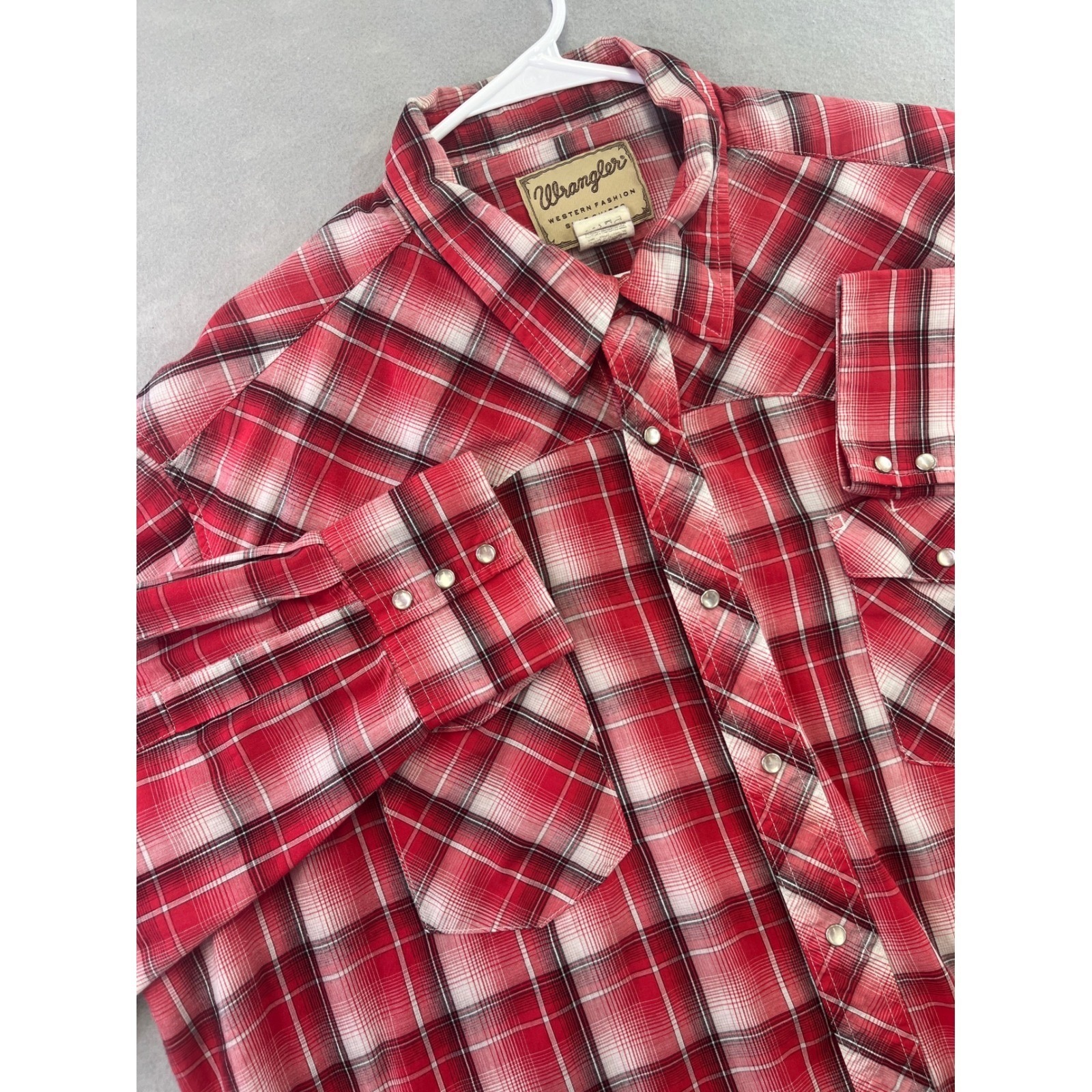 Wrangler Western Snap Mens Xxl Red Plaid Good Long Sleeve Pearl Snap 191rt